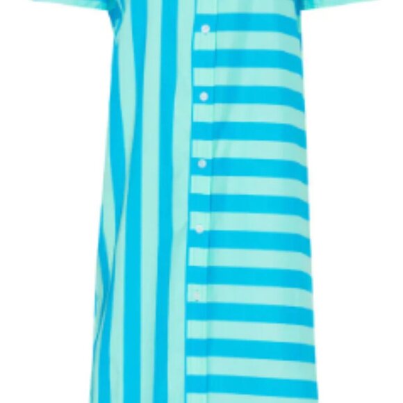 SOLID & STRIPED Oxford Tunic Maxi Aqua and White Striped - Size M - Picture 5 of 7